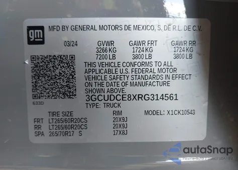 2024 Chevrolet Silverado 1500 4Wd Short Bed Custom Trail Boss from USA, damaged, VIN 3GCUDCE8XRG314561